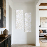 White Metal Wall Decor with Gold Wave Accents, Set of 2, 39.5'' H