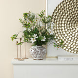 Brown Floral Wide-Mouth Round Waterproof Ceramic Vase, 8.5"