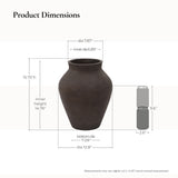 Dark Brown Rustic Vase, 15.8'' H