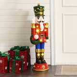 Christmas Nutcracker Red Soldier with Wreath Lights, 3ft