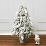 Unlit Potted Christmas Tree with White Tips,4Ft
