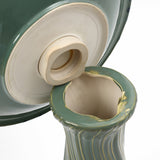 Green Outdoor Ceramic Birdbath with Swirl Pattern,20.5''