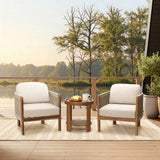 Acacia Wood Outdoor Side Table with Tray Top and Shelf, 20.4''