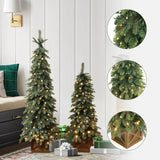 Green Downswept Christmas Tree with Potted,set of 2