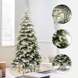 Pre-Lit Flocked Spruce Christmas Tree with Stand,6ft