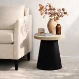 Black Side Table with Light Wood Finish Top, 19'' H