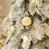 Pre-Lit Flocked Christmas Trees with Metal Stand,Set of 3