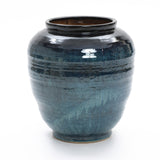 Blue Ripples Round Ceramic Vase, 17.3"H
