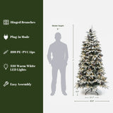 Pre-Lit Flocked Artificial Pine Christmas Tree, 7ft