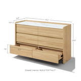 Modern Wood Storage Dresser  with with Faux Marble Top,Oak
