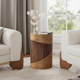 Modern Wood Round Side Table,Natural & Dark,20.25''