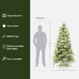 Pre-Lit Green Spruce Christmas Tree with Stand,6.5Ft