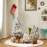 Pre-Lit Snowy Flocked Christmas Tree with Bases,Set of 3
