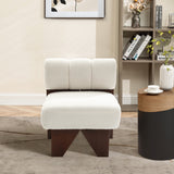 Lorenzo boucle upholstered wood frame armless accent chair, white