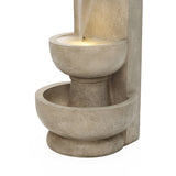 Resin Outdoor Waterfall Fountain with Planter and LED Lights, 33'' H