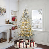 Pre-Lit Slim Cedar Christmas Tree with Stand,6.5ft