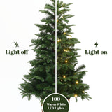 Pre-Lit Green Artificial Christmas Tree Potted,3.9Ft