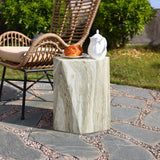 Green Faux Marble Outdoor Side Table for Patio, 18.4'' H