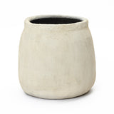 Cement Beige Round Plant Pot with Drainage Hole, 16'' Dia