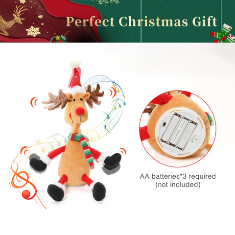 Reindeer animated singing battery-powered plush toy, 18.5" tall