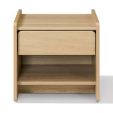 Mid Century Modern Nightstand with Drawer and Open Shelf, Wood  End Table, 19''