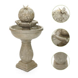 Resin Outdoor Garden Birdbath Fountain with LED Lights, 37'' H