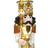 Christmas Soldier Nutcracker Decor in White & Gold with Lights, 4 ft