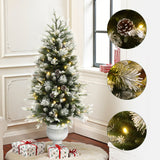 Pre-Lit Green Christmas Tree with Light Faux Snow,4.5ft
