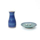 Elegant Ceramic Bird Bath for Outside with Decorative Birds, Blue 20.5''