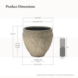 Large Round Planter Pot, Rustic Flower Pot with Drainage Hole 16.5'' Dia