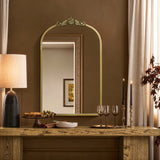 Rêverie vintage gold accent metal frame arch mirror