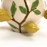 Ivory ceramic vase with lemons, 13.8" h