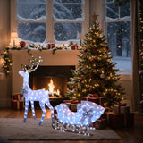 Christmas Sleigh Reindeer Holiday Decor with Lights,Set of 3