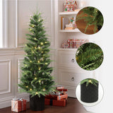 Pre-Lit Green Artificial Christmas Tree with Potted,5Ft