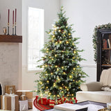 Pre-Lit  Green Full Christmas Tree with pinecones,6ft