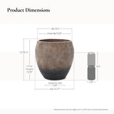 Old-World Antiqued Brown Round Cement Vase,13.6''