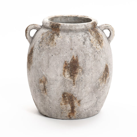 Mottled rustic Terracotta jug vase with 2 handles, 11.8"