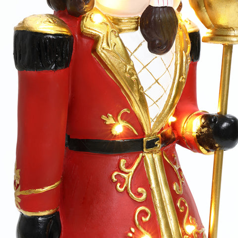 Traditional nutcracker king in red with lights, 2ft tall