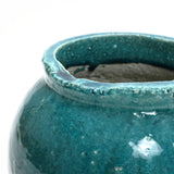 Dual tone turquoise blue glazed stoneware jar vase