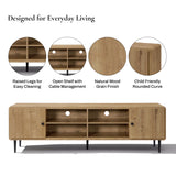 Mira Modern Oak TV Stand with Open Center Storage for TVs up to 75''