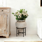 Distressed Large Planters for Indoor Plants with Stand, 14" Dia