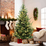 Pre-Lit Upswept Pine Christmas Tree with Metal Stand,7ft