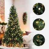 Pre-Lit Green Slender Christmas Tree with Stand,7.5Ft