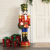 Christmas Nutcracker Red Soldier with Wreath Lights, 4ft