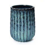 Glazed Blue Tall Ceramic Plant Pots, Two-tone Decorative Large Pot for Plants 16.8'' H