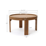 Acacia Wood Outdoor Round Coffee Table, 27.5" Dia