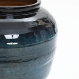 Blue Ripples Round Ceramic Vase, 17.3"H