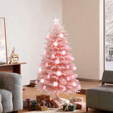 Pre-Lit Pink Christmas Fiber Optic Tree,5Ft