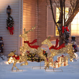 Champagne Gold Christmas Deer Family Decoration, Set of 3