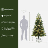 Pre-Lit Artificial Fir Christmas Tree with Stand, 6.5ft